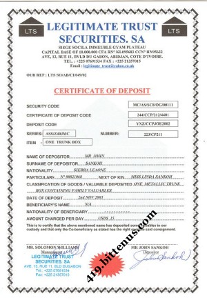 certificat of deposit